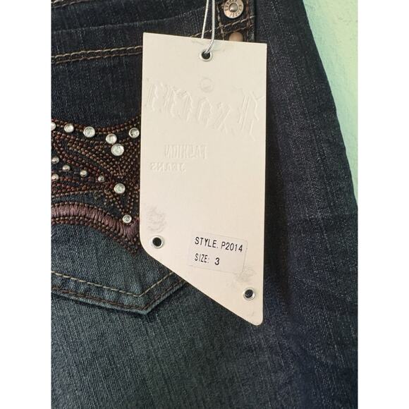 Exocet Juniors Size 3 Denim Blue Jeans Embroidered Rhinestone Pockets 29x30 - Picture 3 of 5